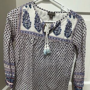 J. Crew Point Sur Blue and White Women's Top